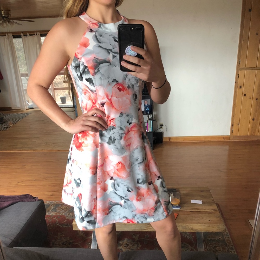 High neck floral dress